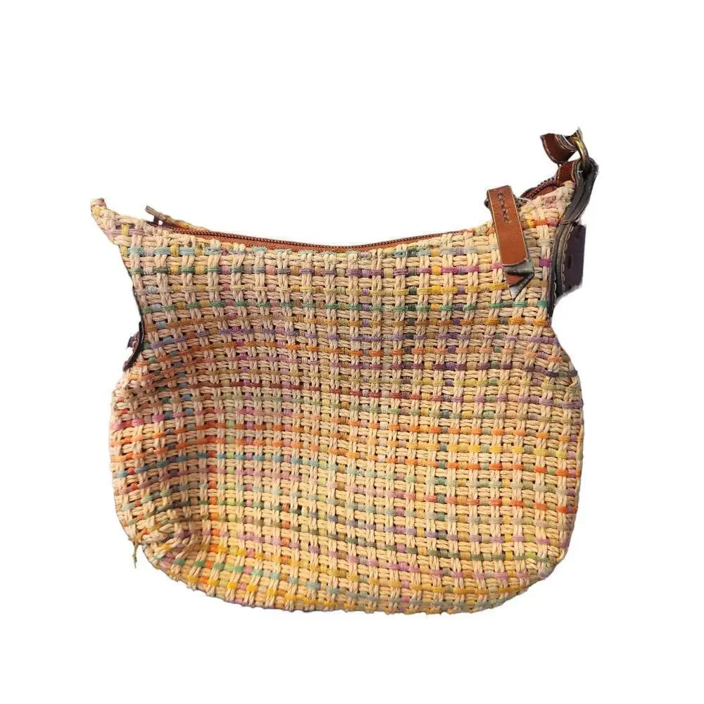 Fossil woven jute crossbody shoulder bag boho summer‎